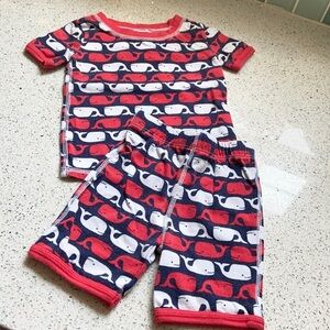 Mud Pie Preppy Whale 2 Piece Pajama Set Toddler Size 2T